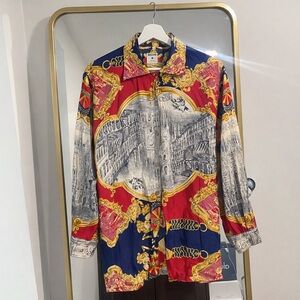 Vintage Moschino Jeans Baroque Print Shirt Italy Size S Rare 90s Designer